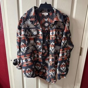 Haptics by Holly Harper Aztec Print‎ Flannel Shirt Jacket Women's Size S